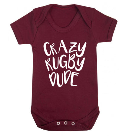 Crazy rugby dude Baby Vest maroon 18-24 months
