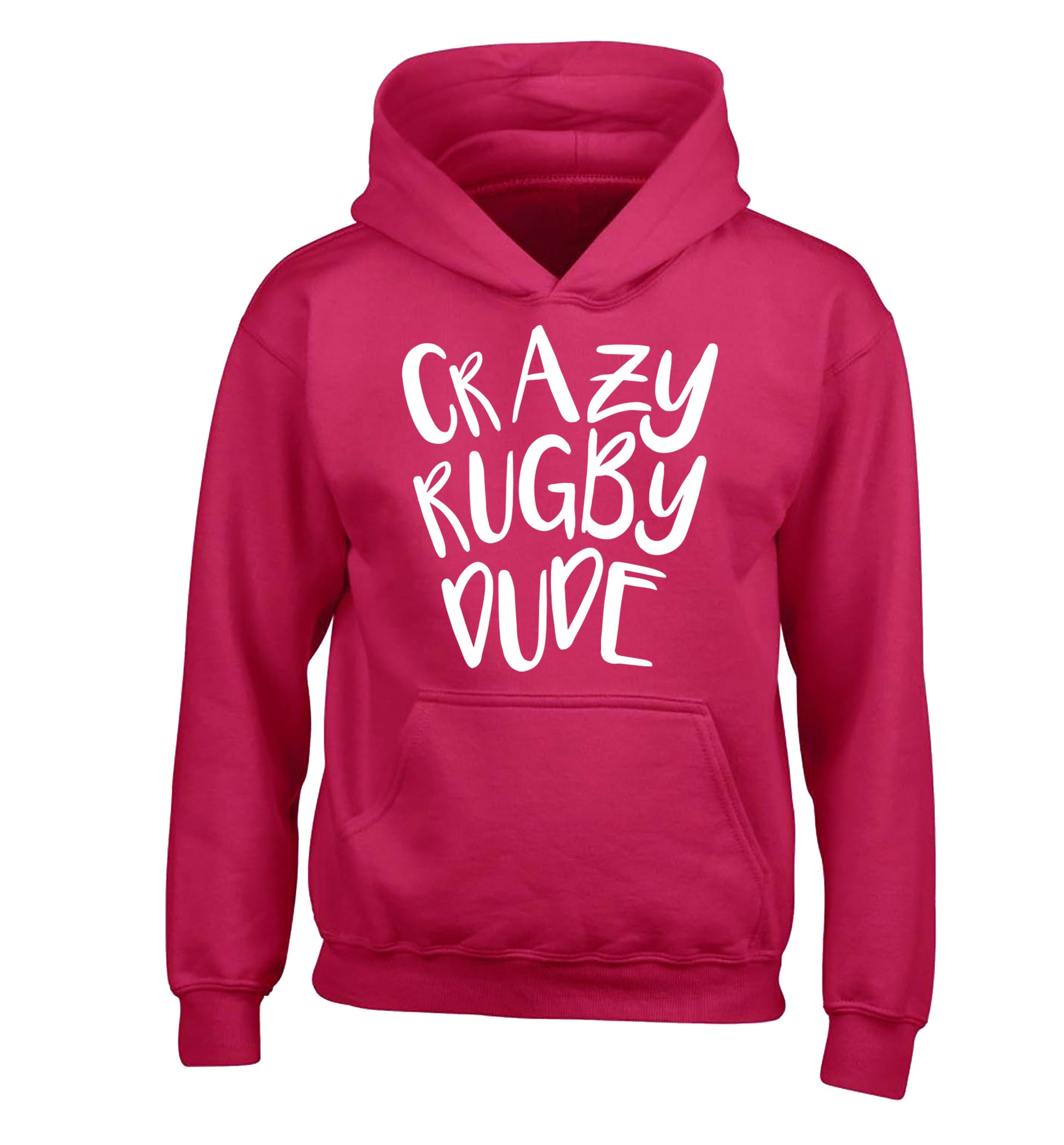 Crazy rugby dude children's pink hoodie 12-13 Years