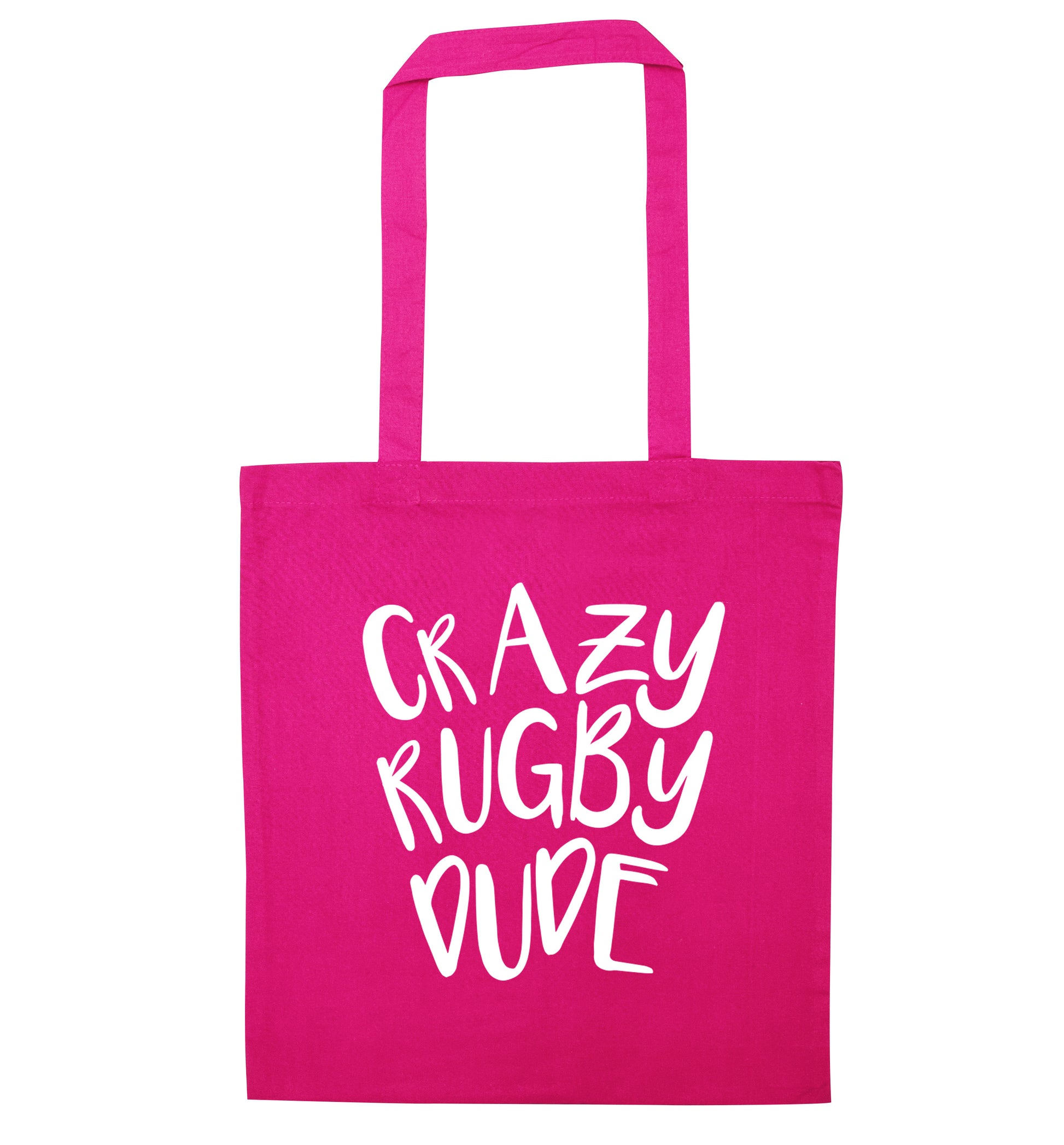 Crazy rugby dude pink tote bag