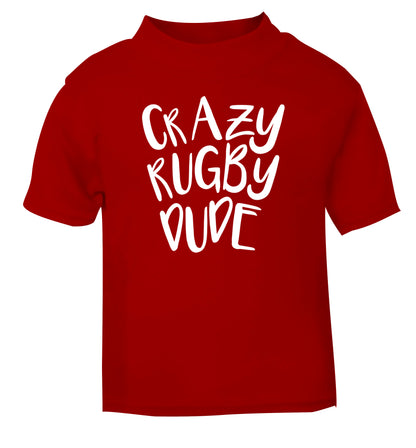 Crazy rugby dude red Baby Toddler Tshirt 2 Years