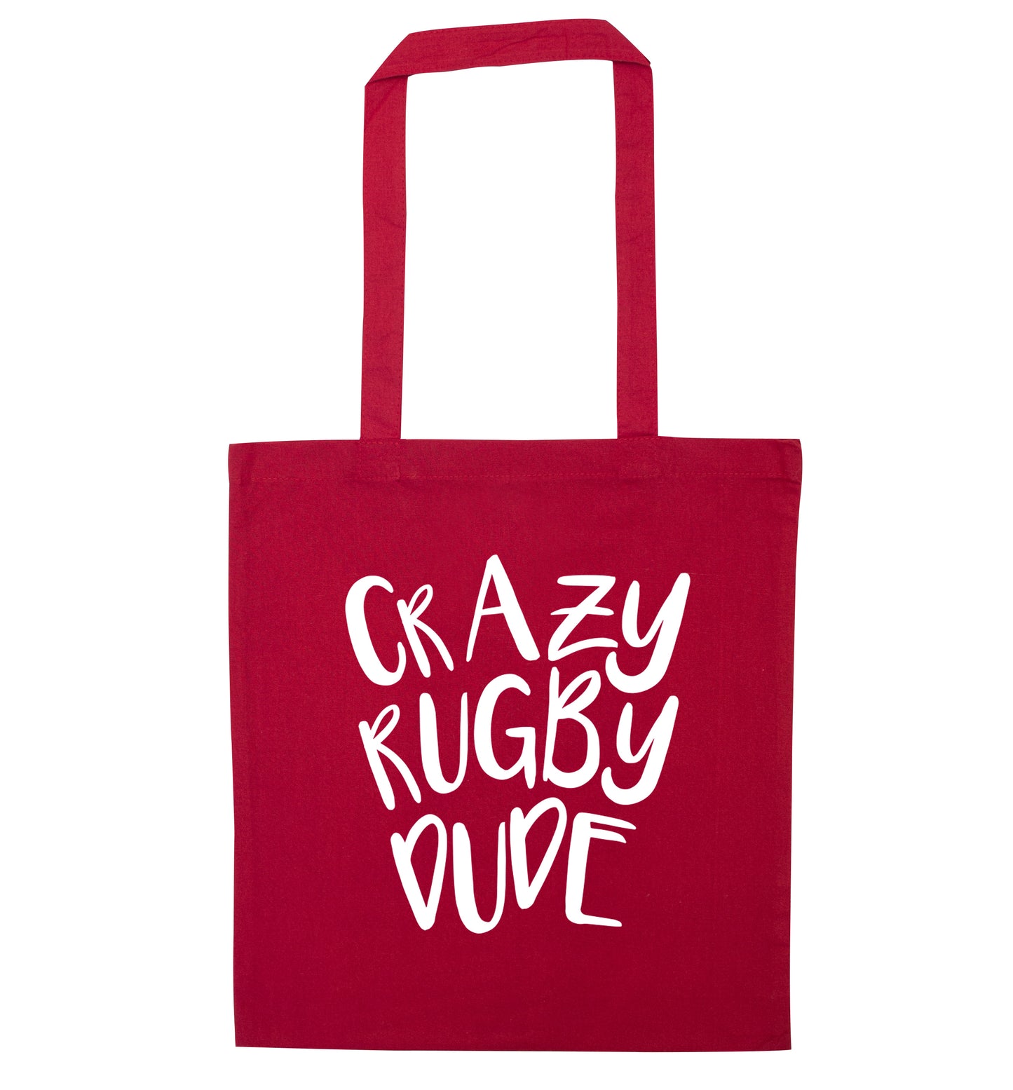 Crazy rugby dude red tote bag