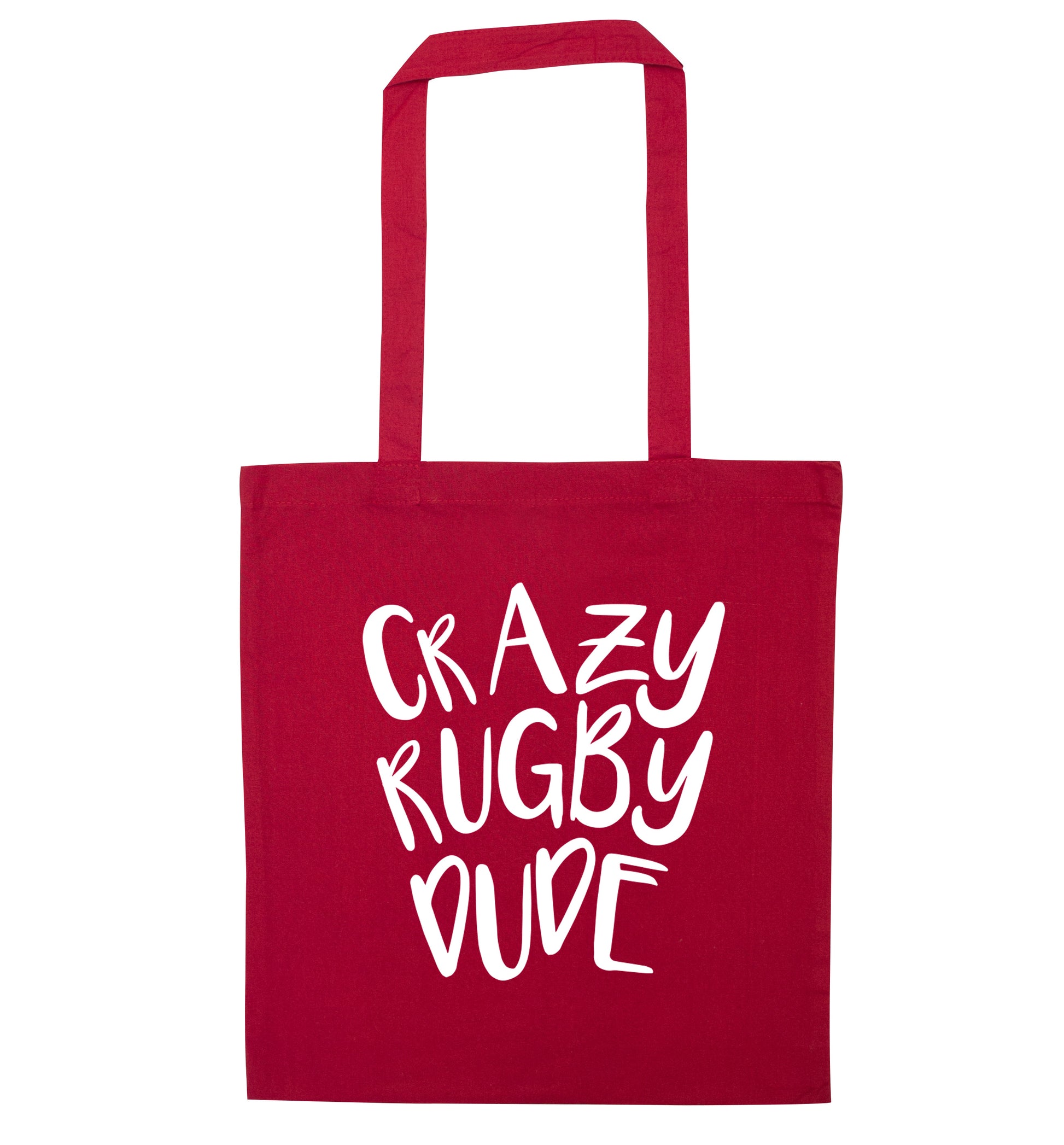 Crazy rugby dude red tote bag