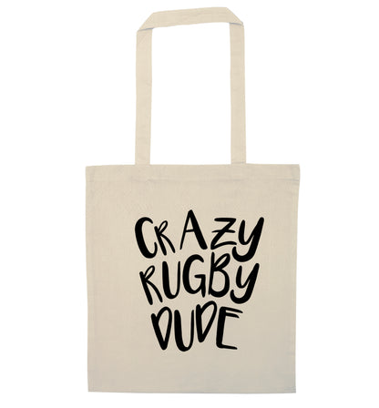 Crazy rugby dude natural tote bag