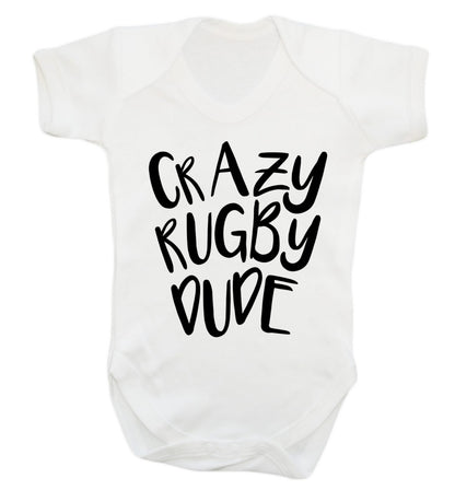 Crazy rugby dude Baby Vest white 18-24 months