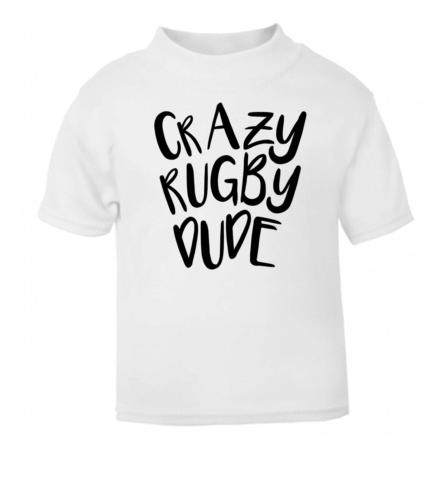Crazy rugby dude white Baby Toddler Tshirt 2 Years