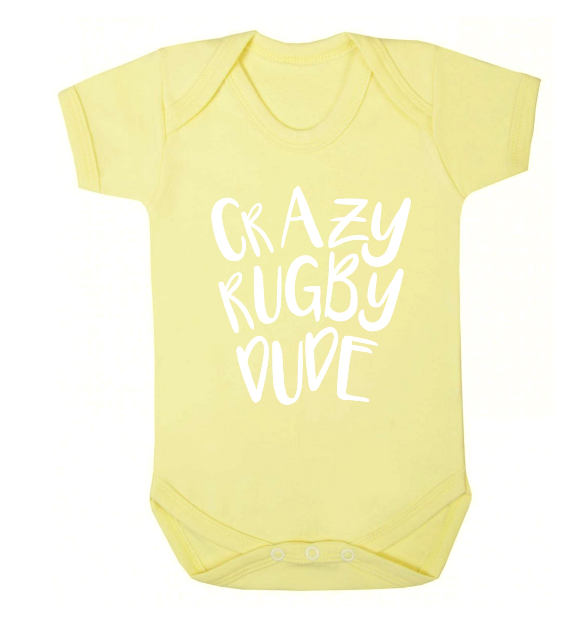 Crazy rugby dude Baby Vest pale yellow 18-24 months