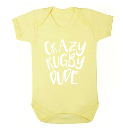 Crazy rugby dude Baby Vest pale yellow 18-24 months