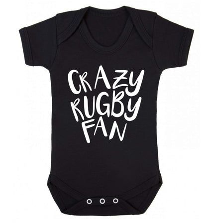 Crazy rugby fan Baby Vest black 18-24 months