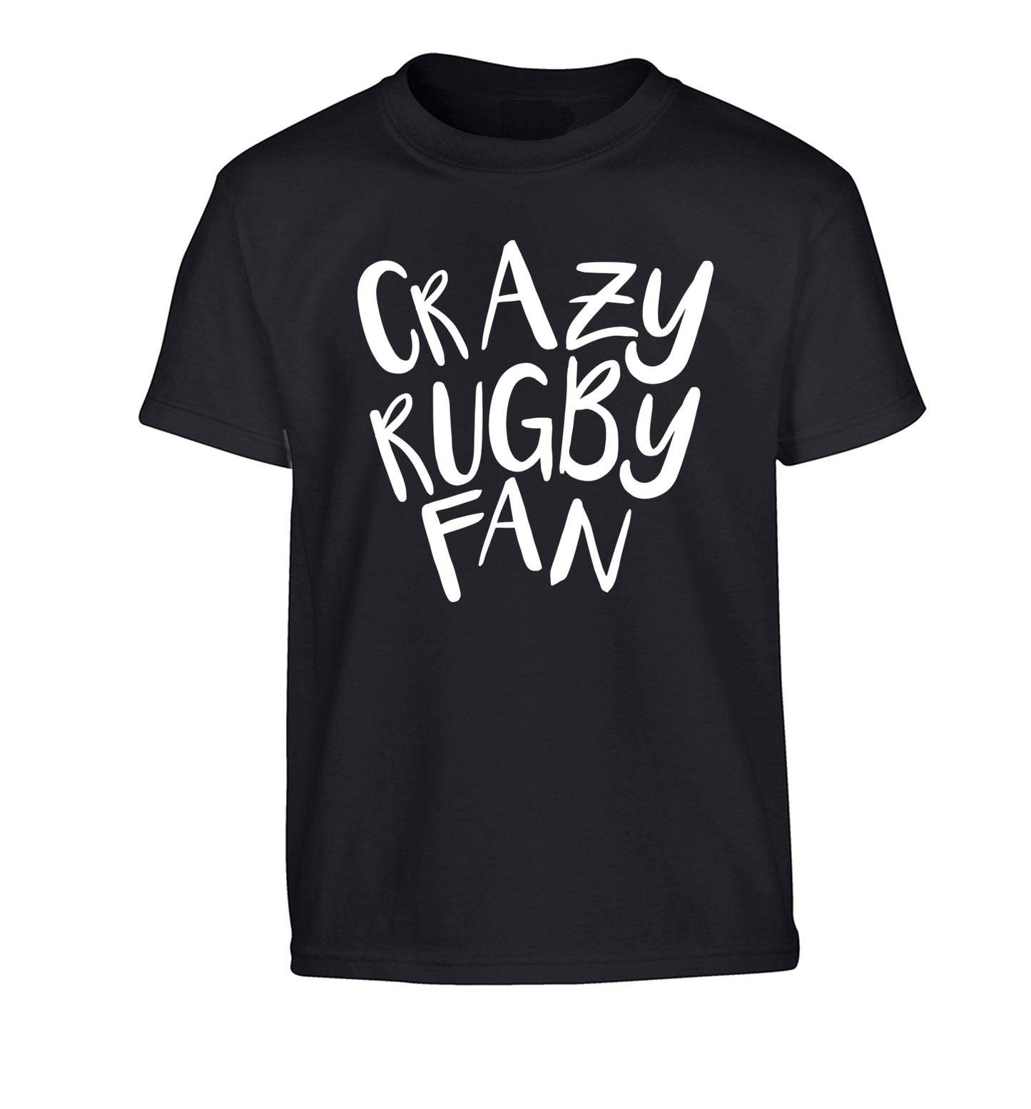 Crazy rugby fan Children's black Tshirt 12-13 Years