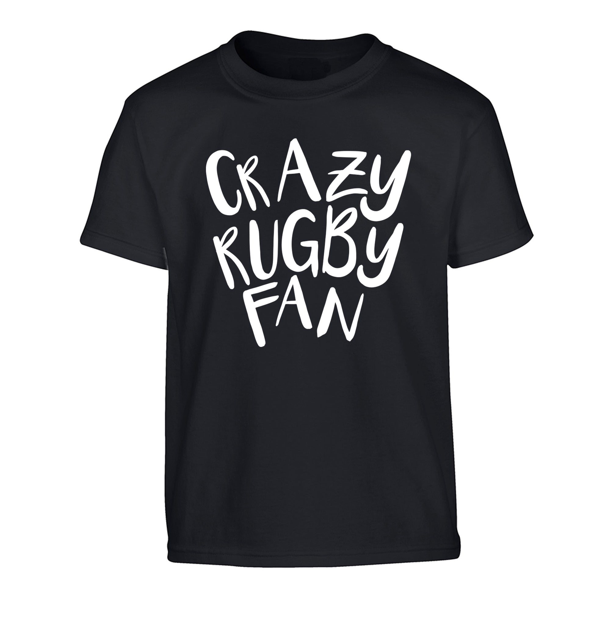 Crazy rugby fan Children's black Tshirt 12-13 Years