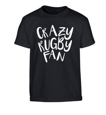 Crazy rugby fan Children's black Tshirt 12-13 Years