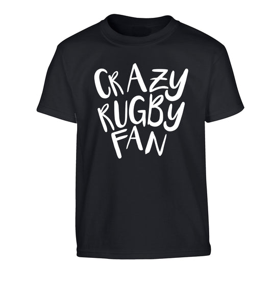 Crazy rugby fan Children's black Tshirt 12-13 Years