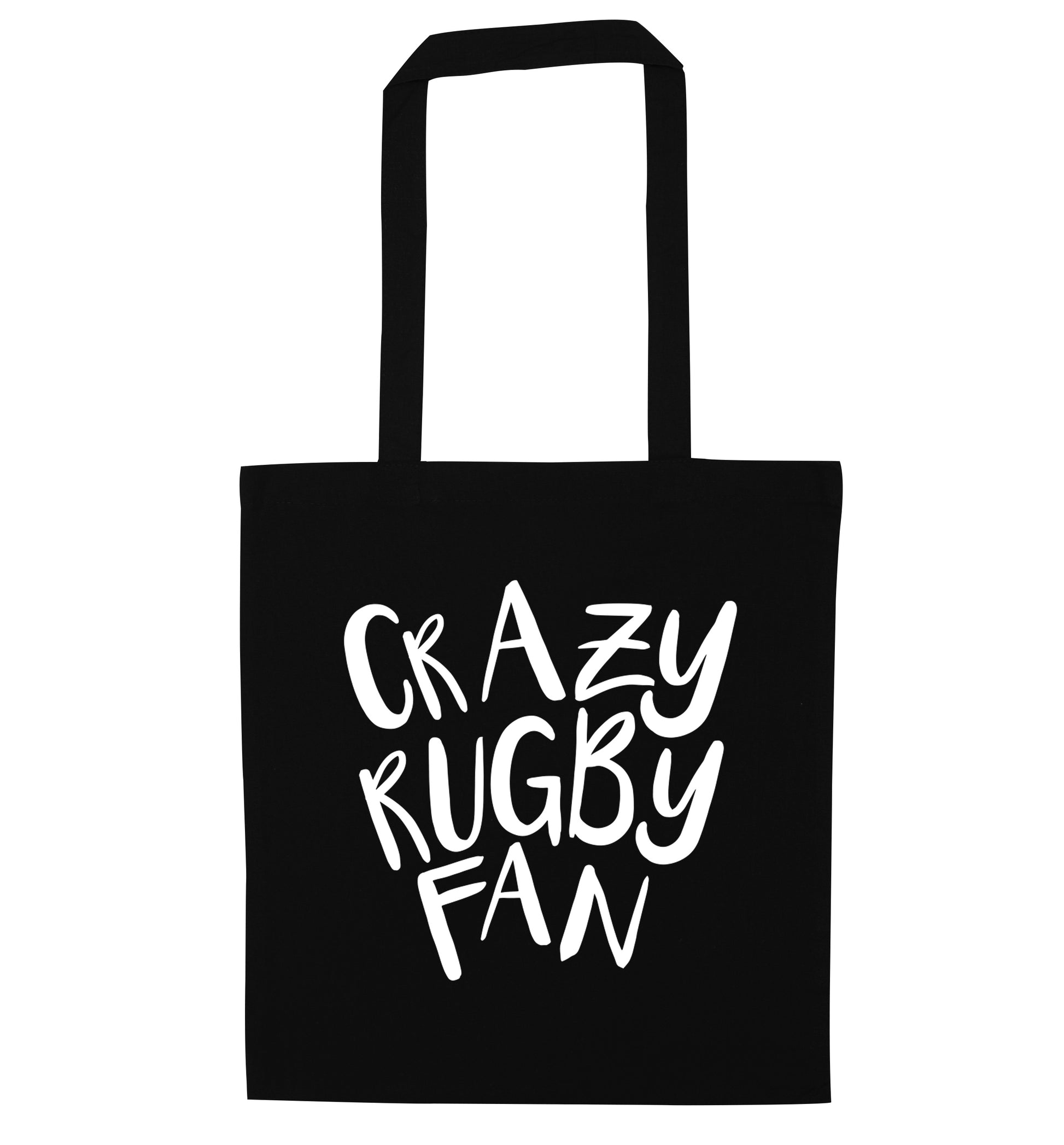 Crazy rugby fan black tote bag