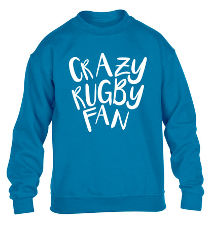 Crazy rugby fan children's blue sweater 12-13 Years