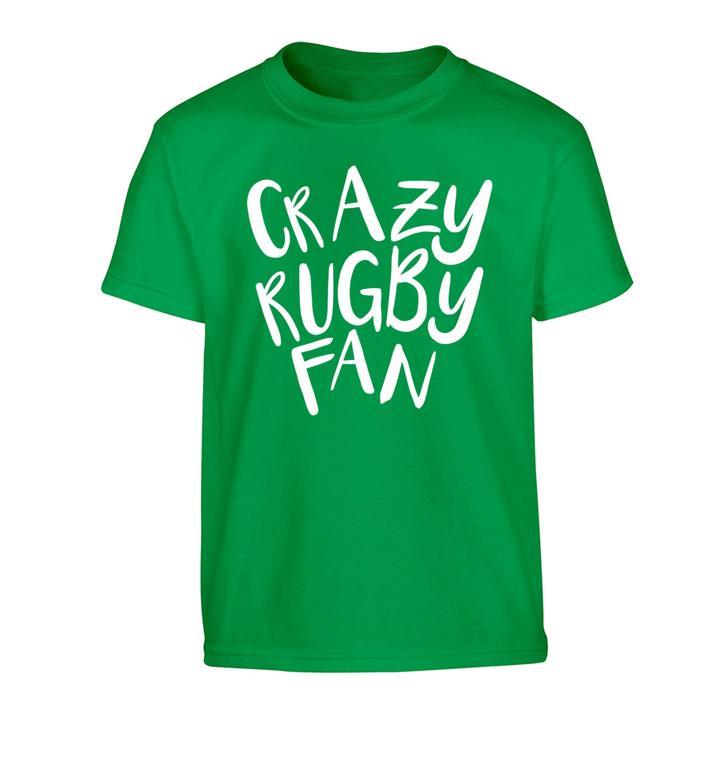 Crazy rugby fan Children's green Tshirt 12-13 Years