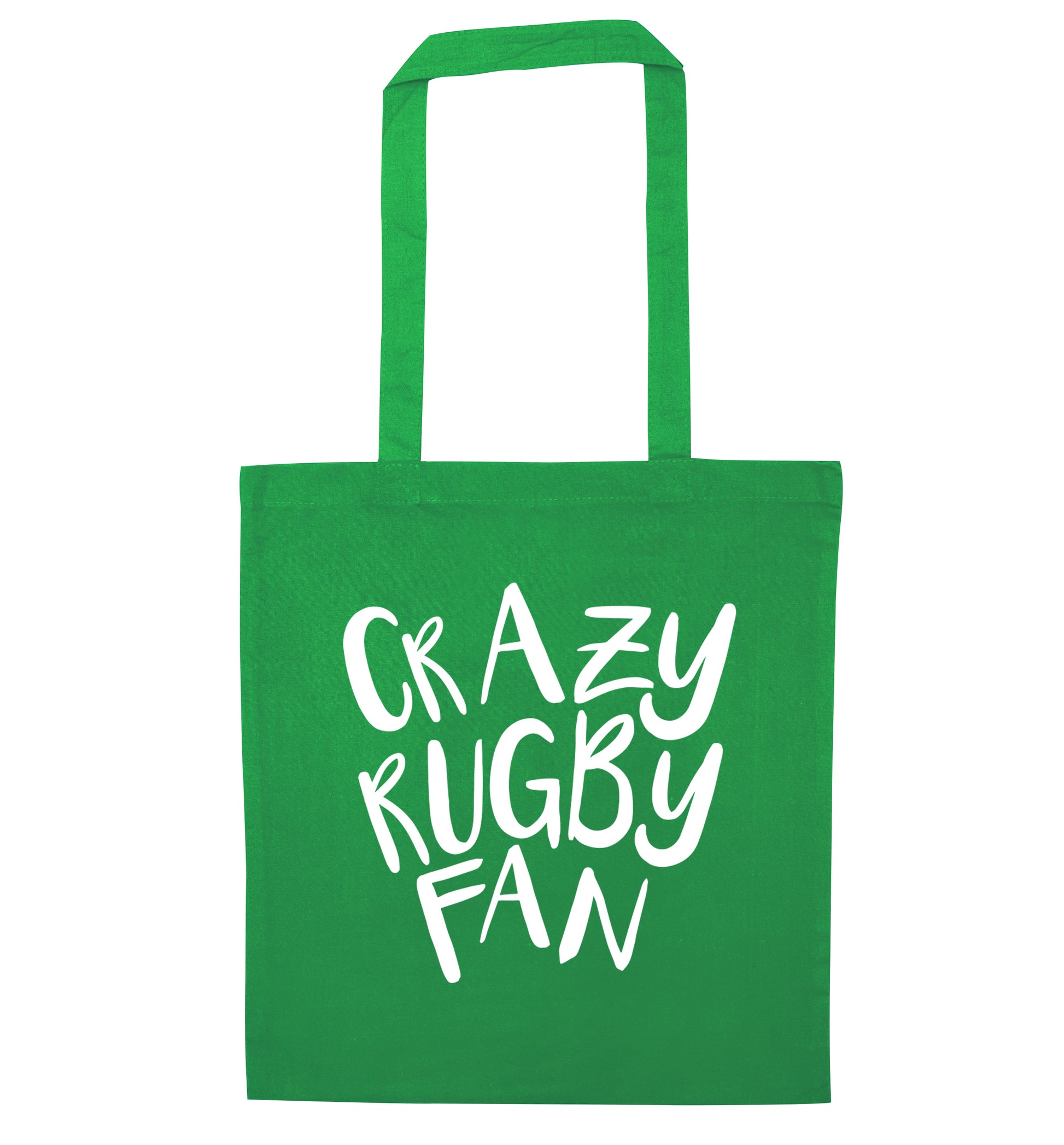 Crazy rugby fan green tote bag