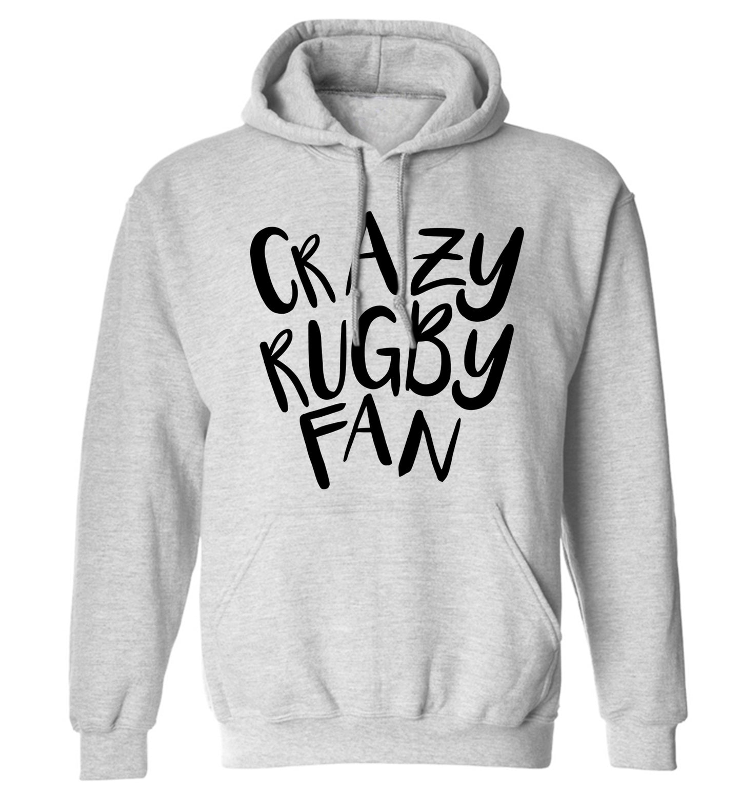 Crazy rugby fan adults unisex grey hoodie 2XL