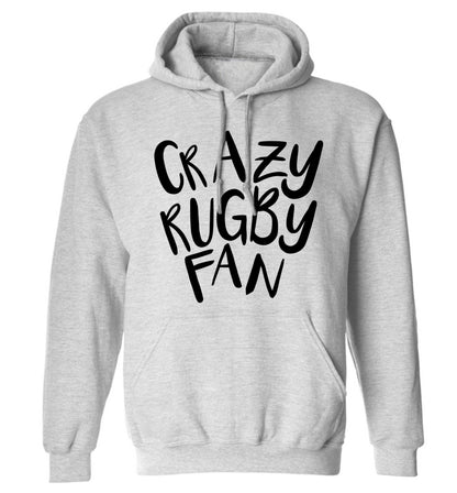 Crazy rugby fan adults unisex grey hoodie 2XL