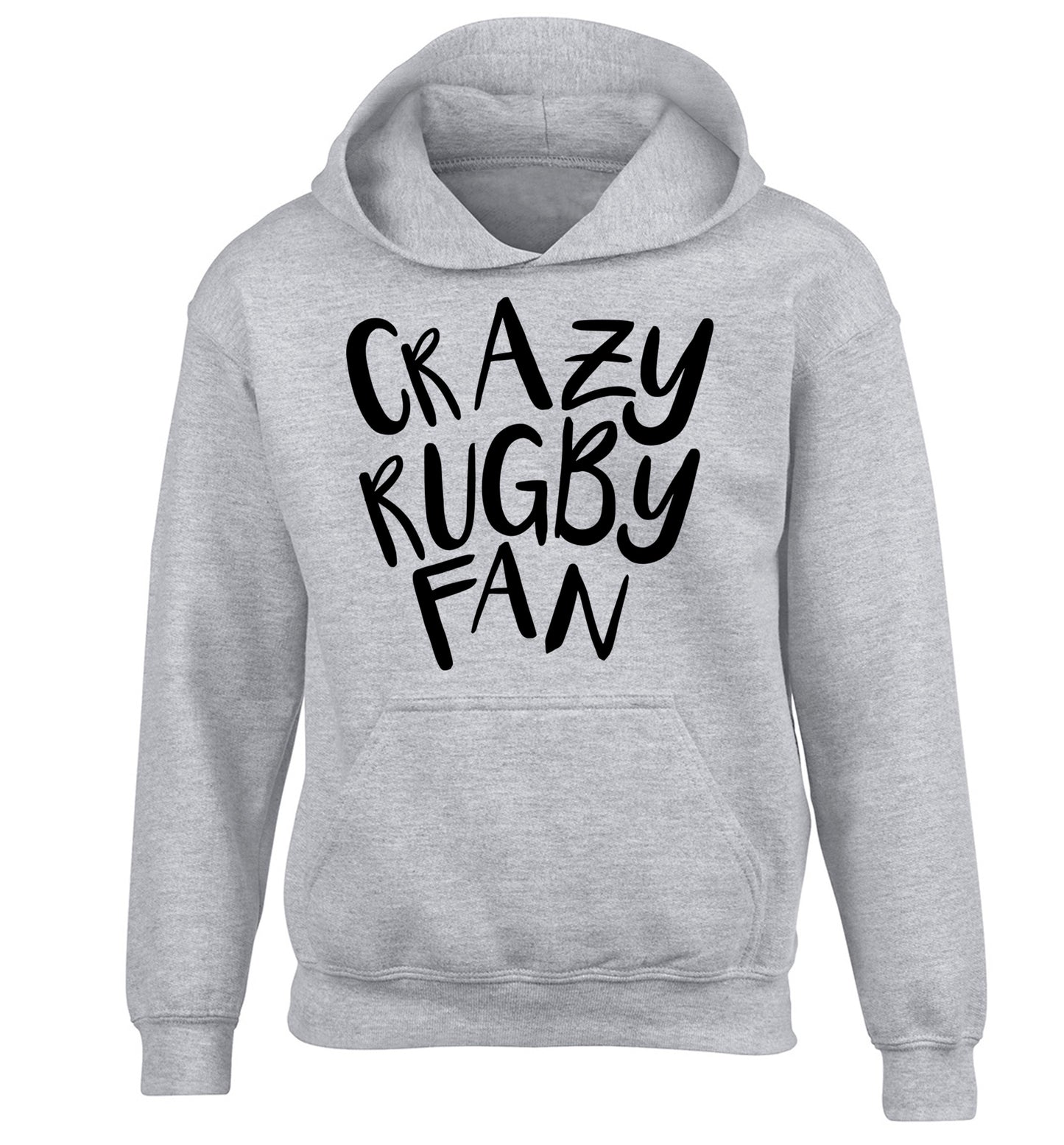Crazy rugby fan children's grey hoodie 12-13 Years