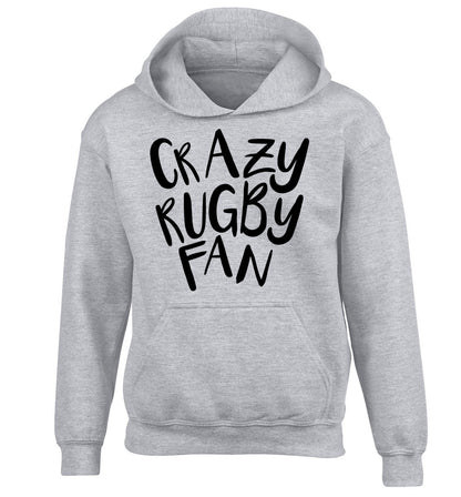 Crazy rugby fan children's grey hoodie 12-13 Years
