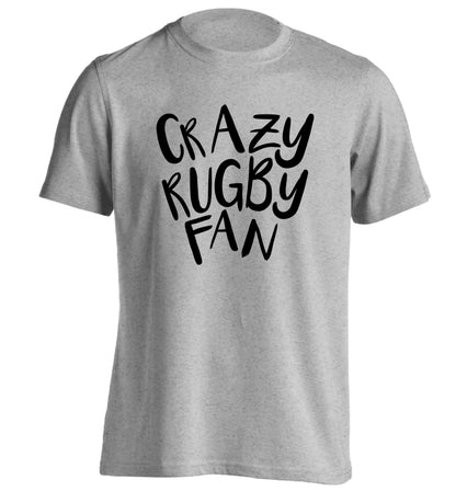 Crazy rugby fan adults unisex grey Tshirt 2XL