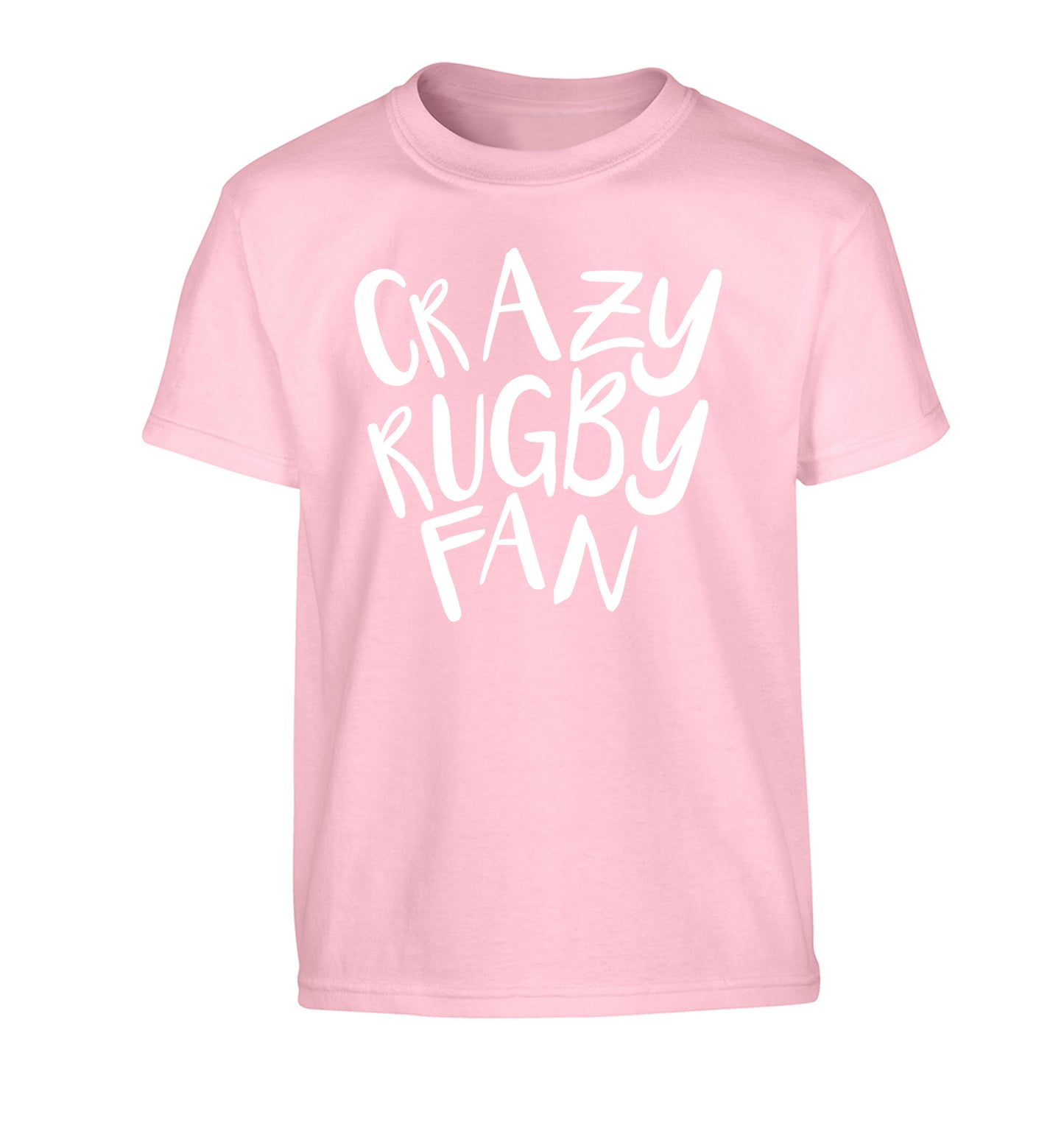 Crazy rugby fan Children's light pink Tshirt 12-13 Years