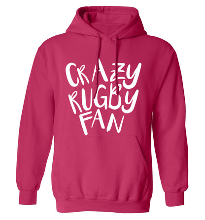 Crazy rugby fan adults unisex pink hoodie 2XL