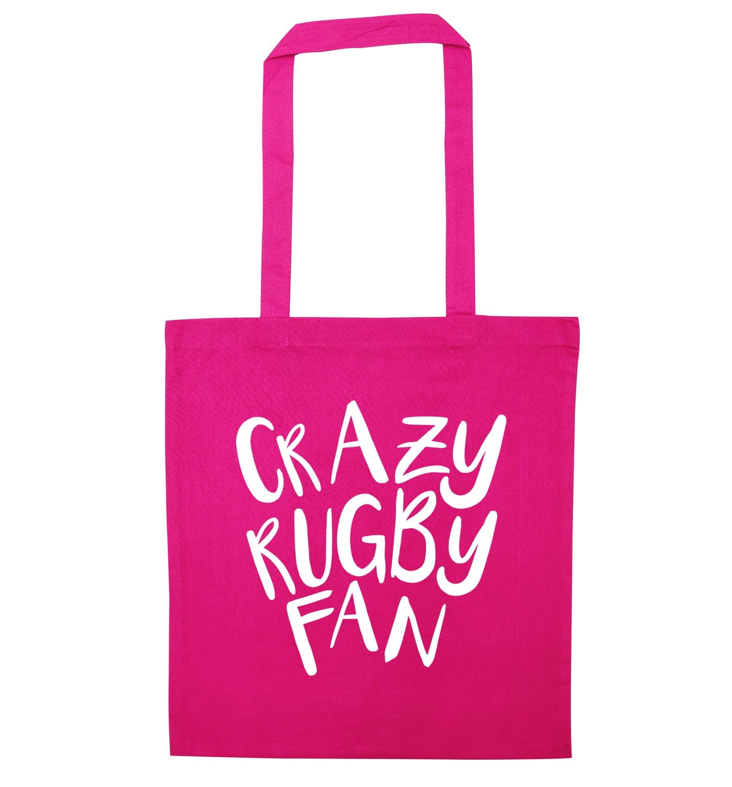 Crazy rugby fan pink tote bag