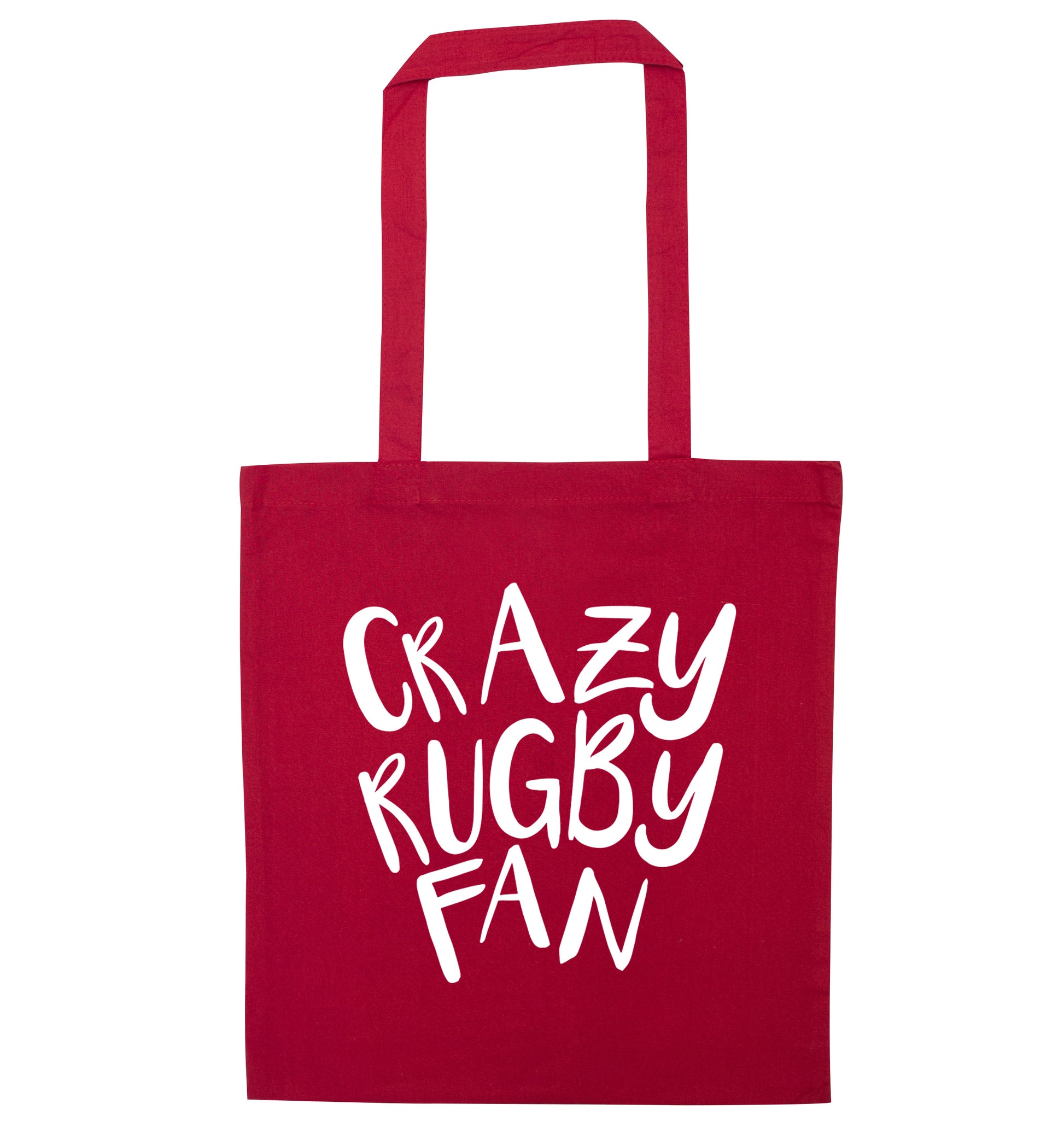 Crazy rugby fan red tote bag