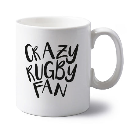 Crazy rugby fan left handed white ceramic mug 