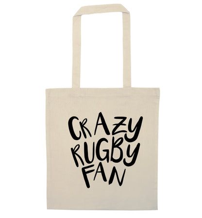 Crazy rugby fan natural tote bag