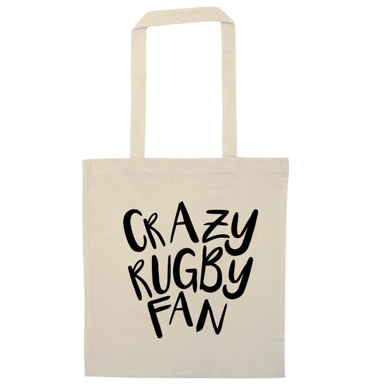 Crazy rugby fan natural tote bag