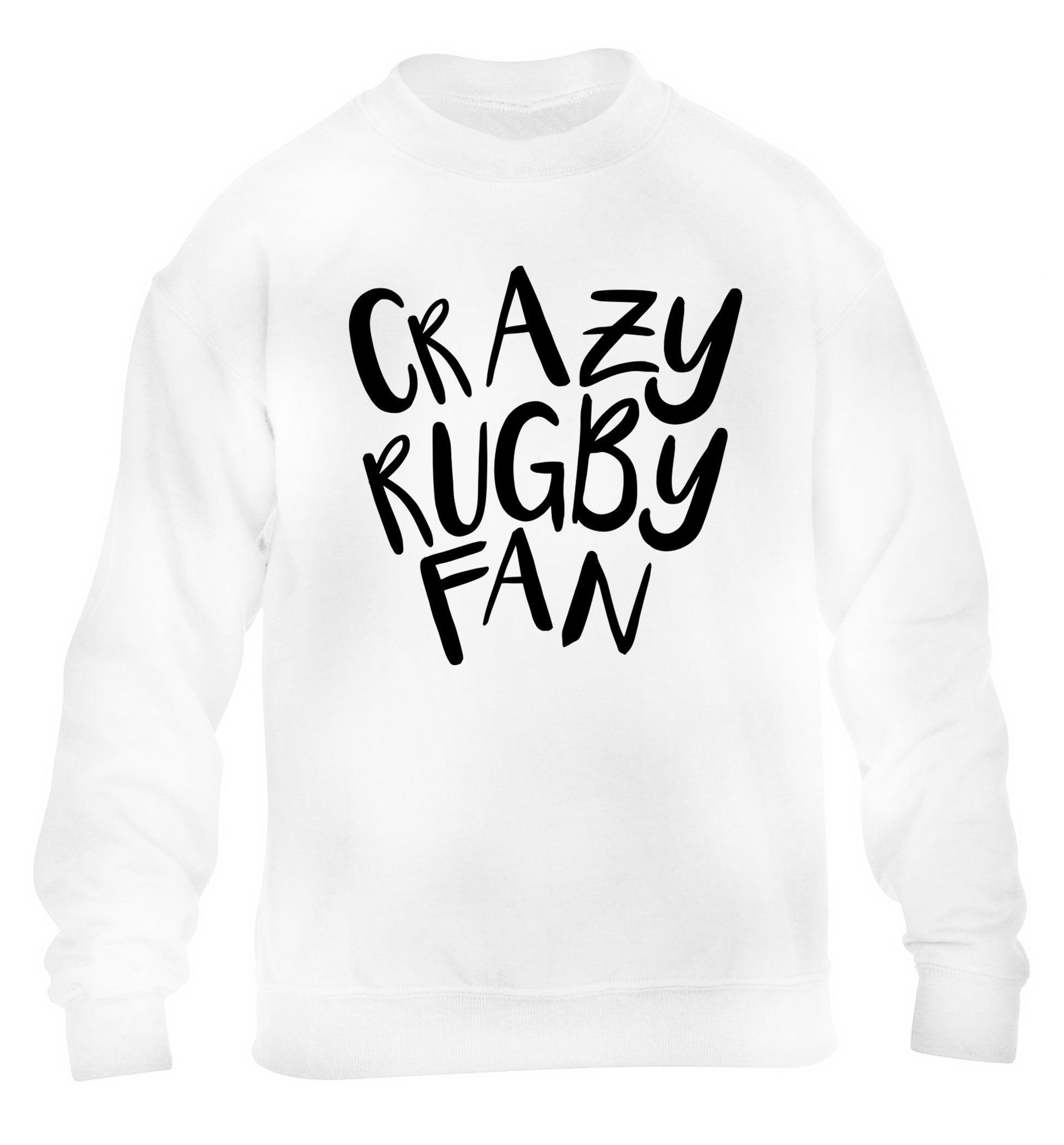 Crazy rugby fan children's white sweater 12-13 Years