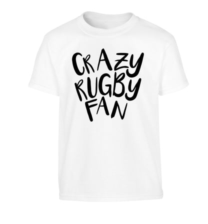 Crazy rugby fan Children's white Tshirt 12-13 Years