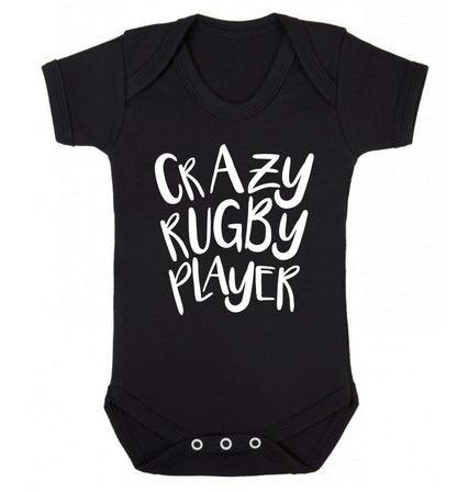 Crazy rugby player Baby Vest black 18-24 months