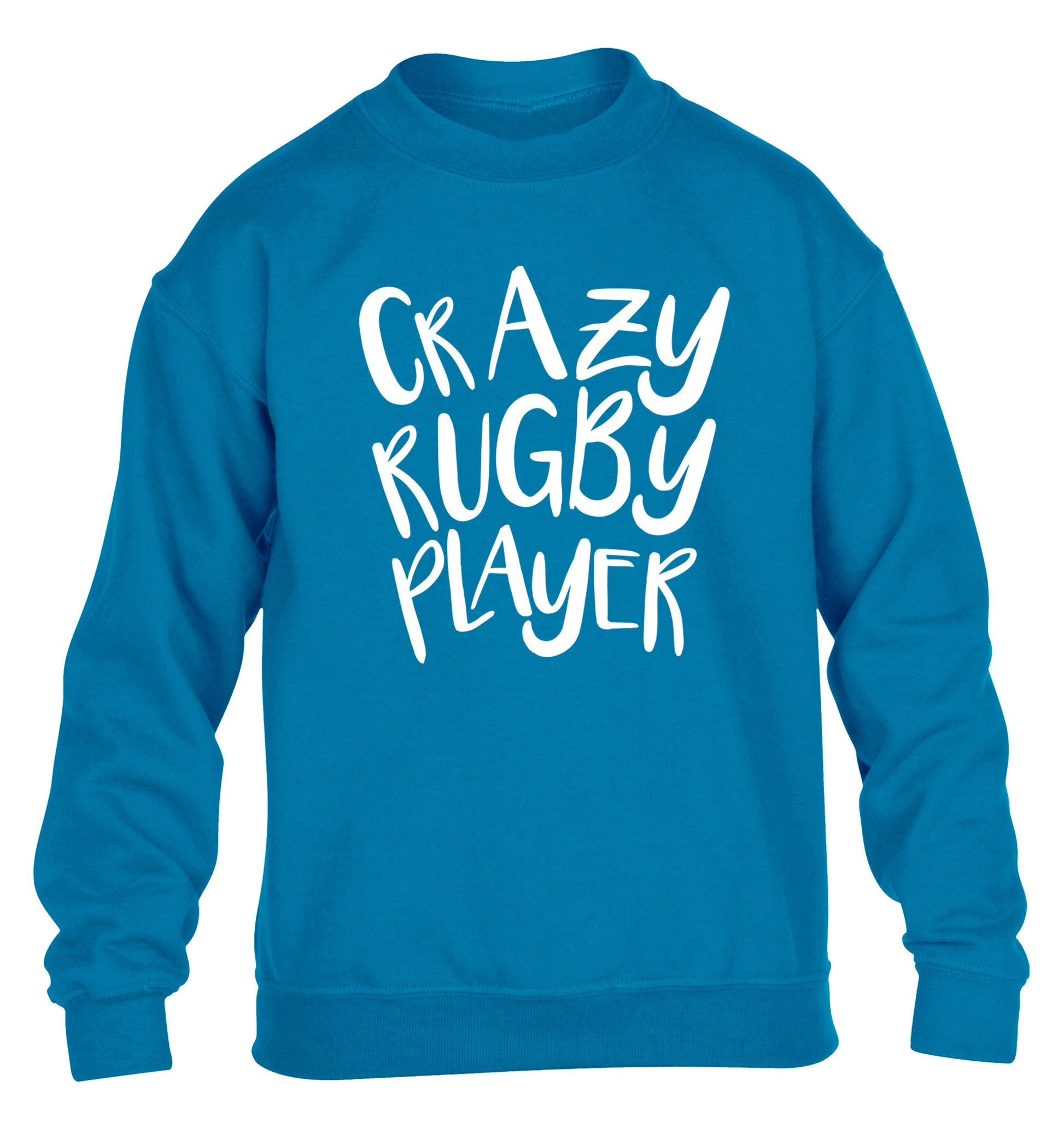 Crazy rugby player children's blue sweater 12-13 Years