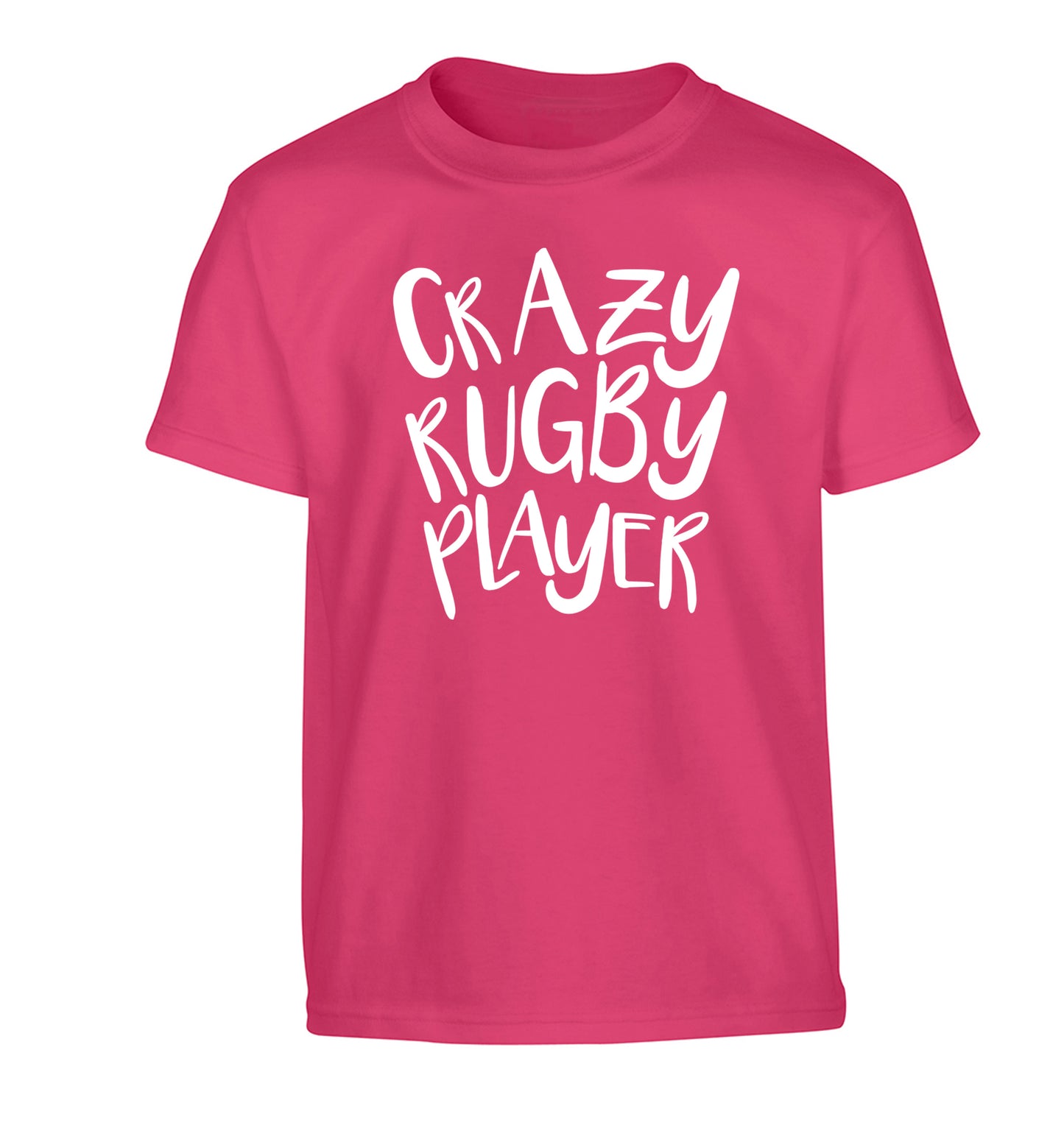 Crazy rugby player Children's pink Tshirt 12-13 Years
