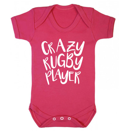 Crazy rugby player Baby Vest dark pink 18-24 months