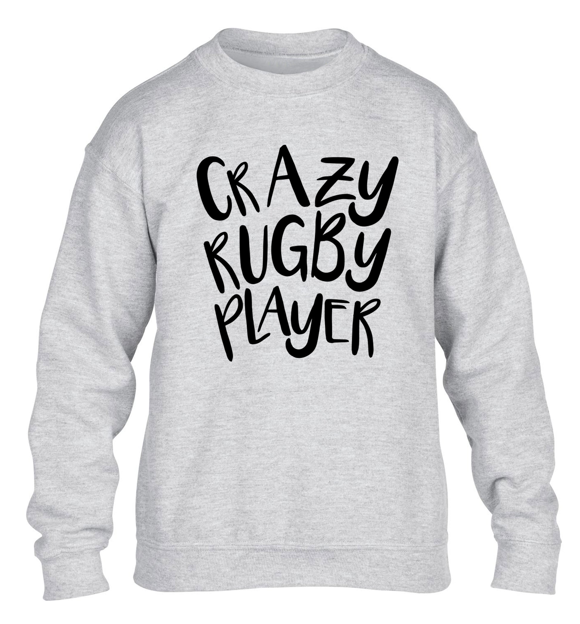 Crazy rugby player children's grey sweater 12-13 Years