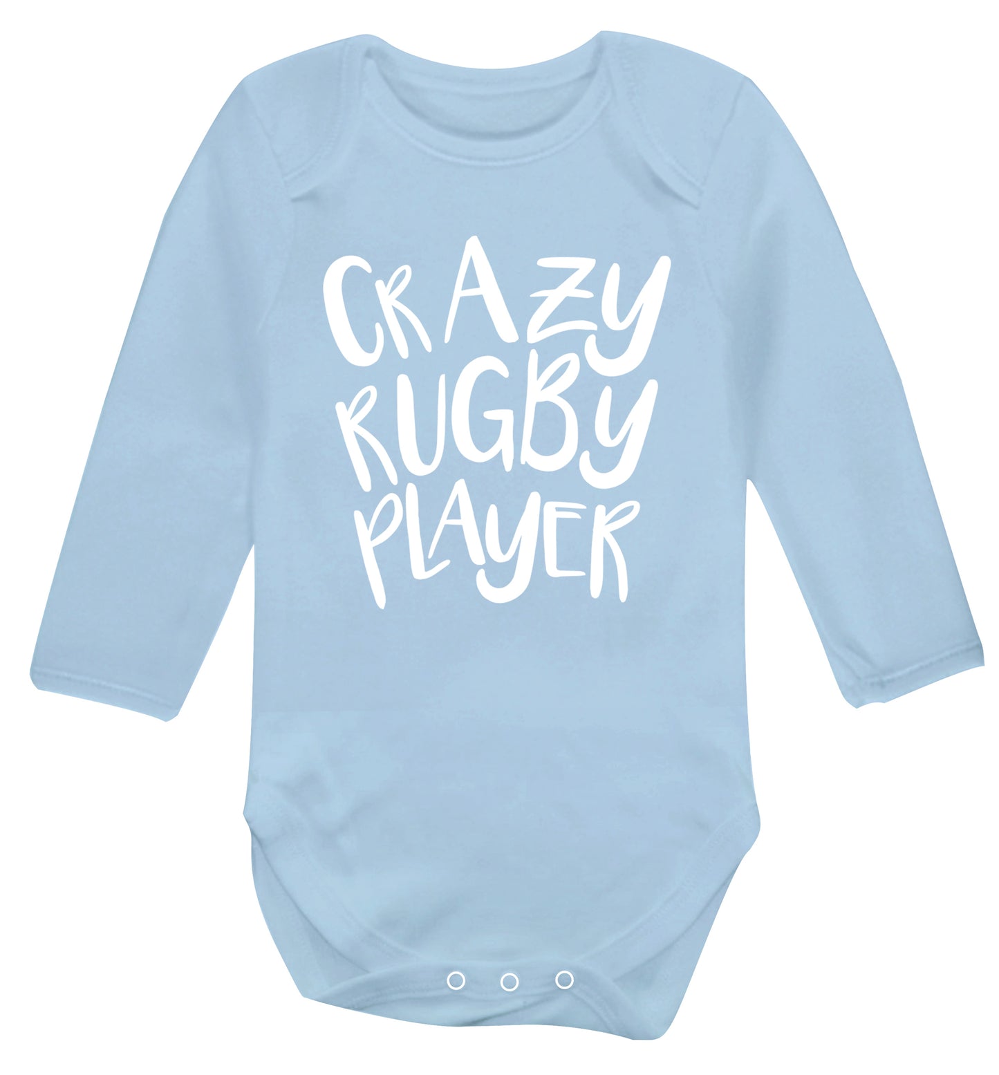 Crazy rugby player Baby Vest long sleeved pale blue 6-12 months