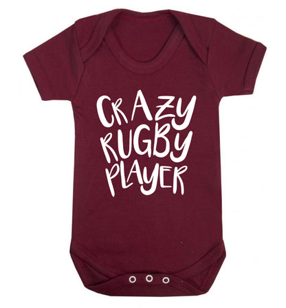 Crazy rugby player Baby Vest maroon 18-24 months