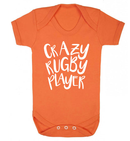 Crazy rugby player Baby Vest orange 18-24 months