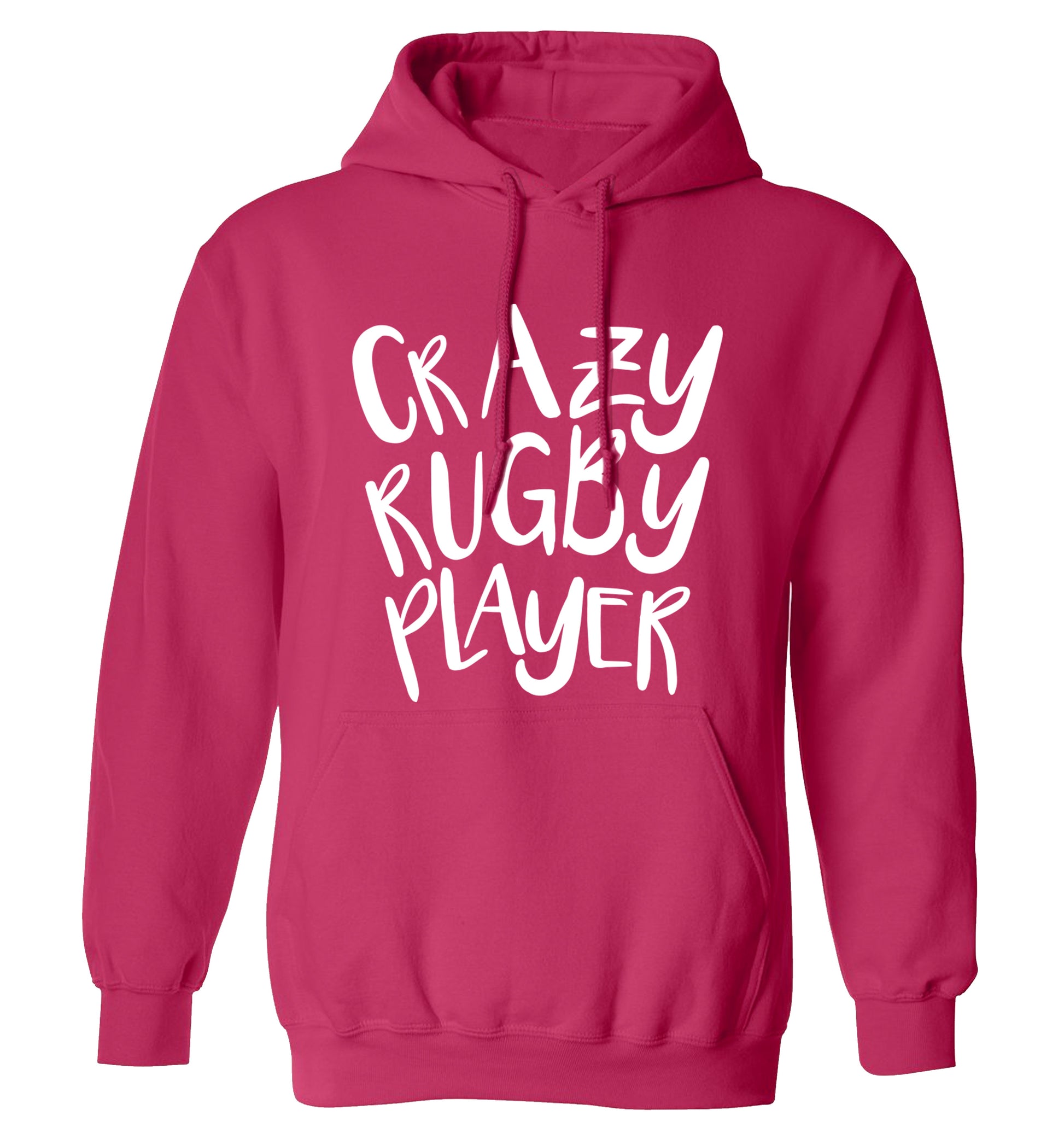 Crazy rugby player adults unisex pink hoodie 2XL