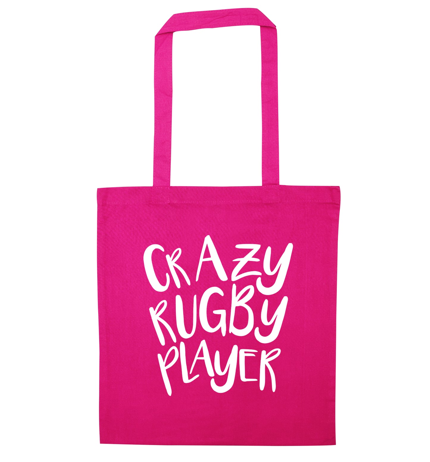 Crazy rugby player pink tote bag