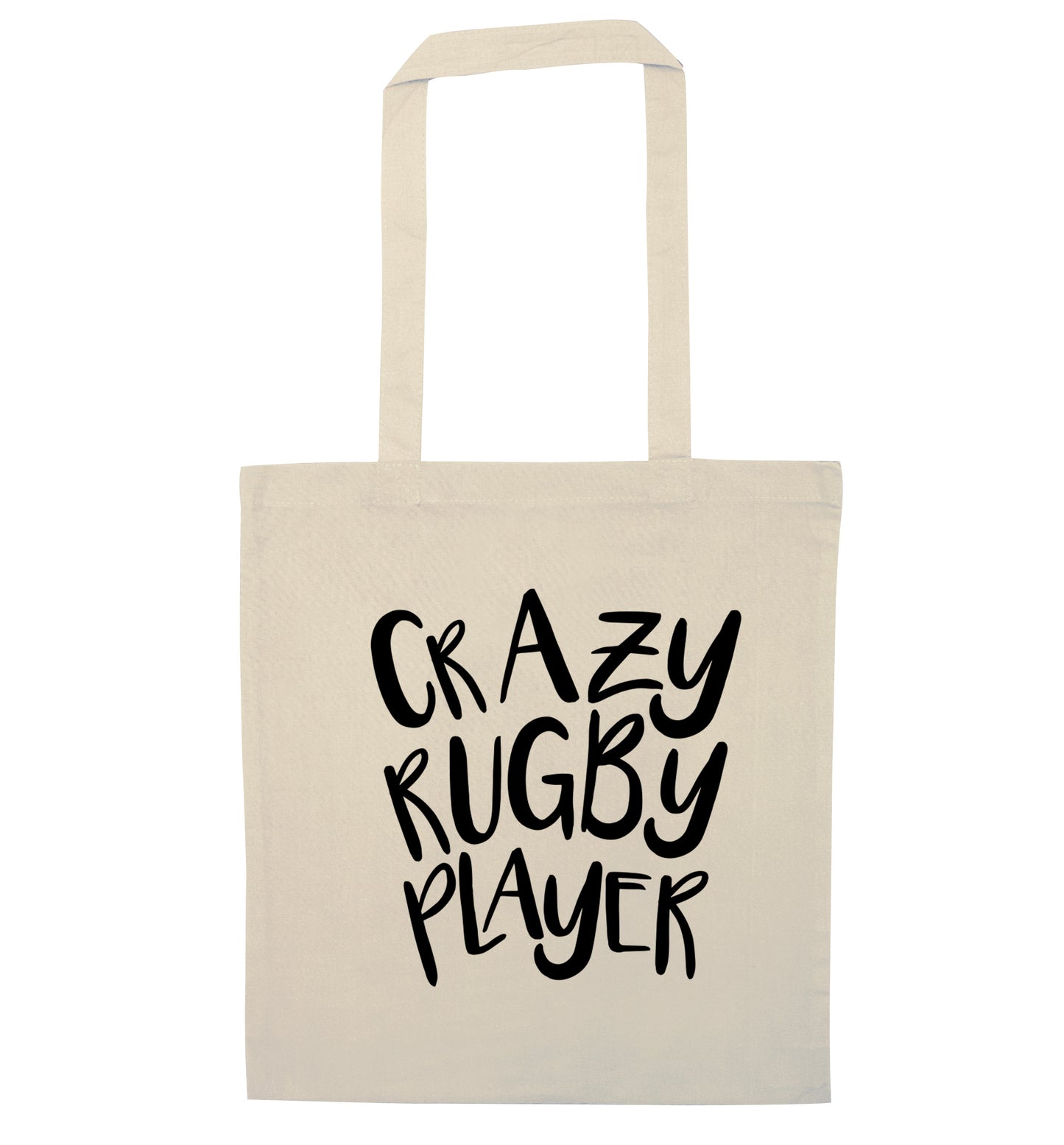 Crazy rugby player natural tote bag