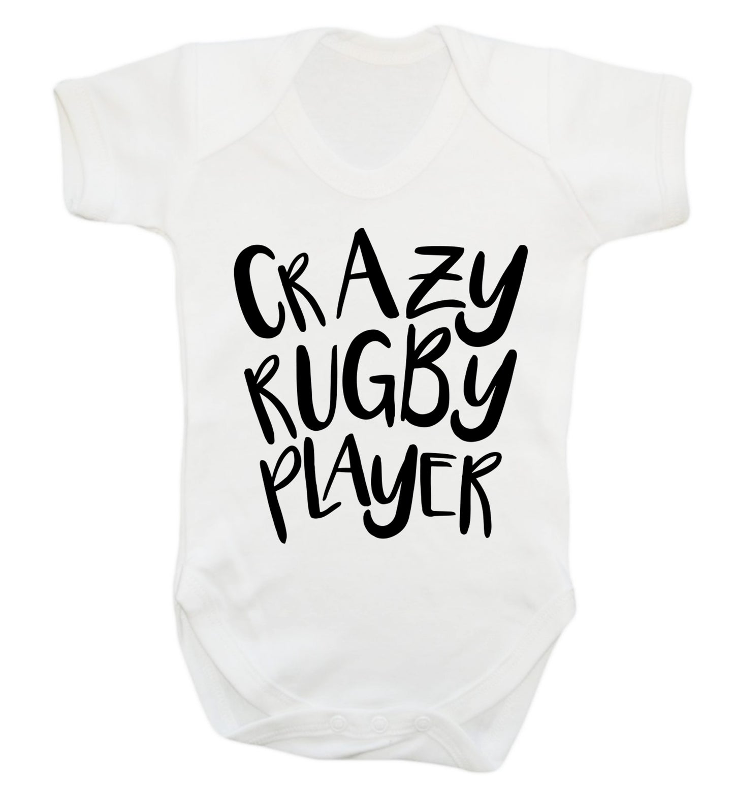 Crazy rugby player Baby Vest white 18-24 months