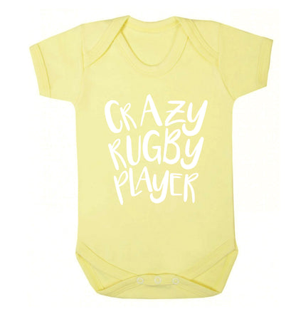 Crazy rugby player Baby Vest pale yellow 18-24 months