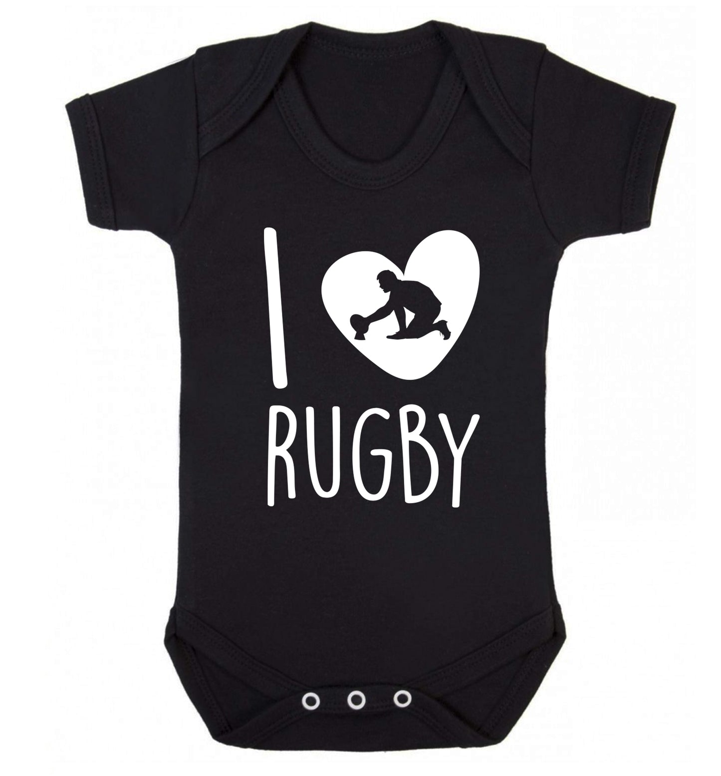 I love rugby Baby Vest black 18-24 months