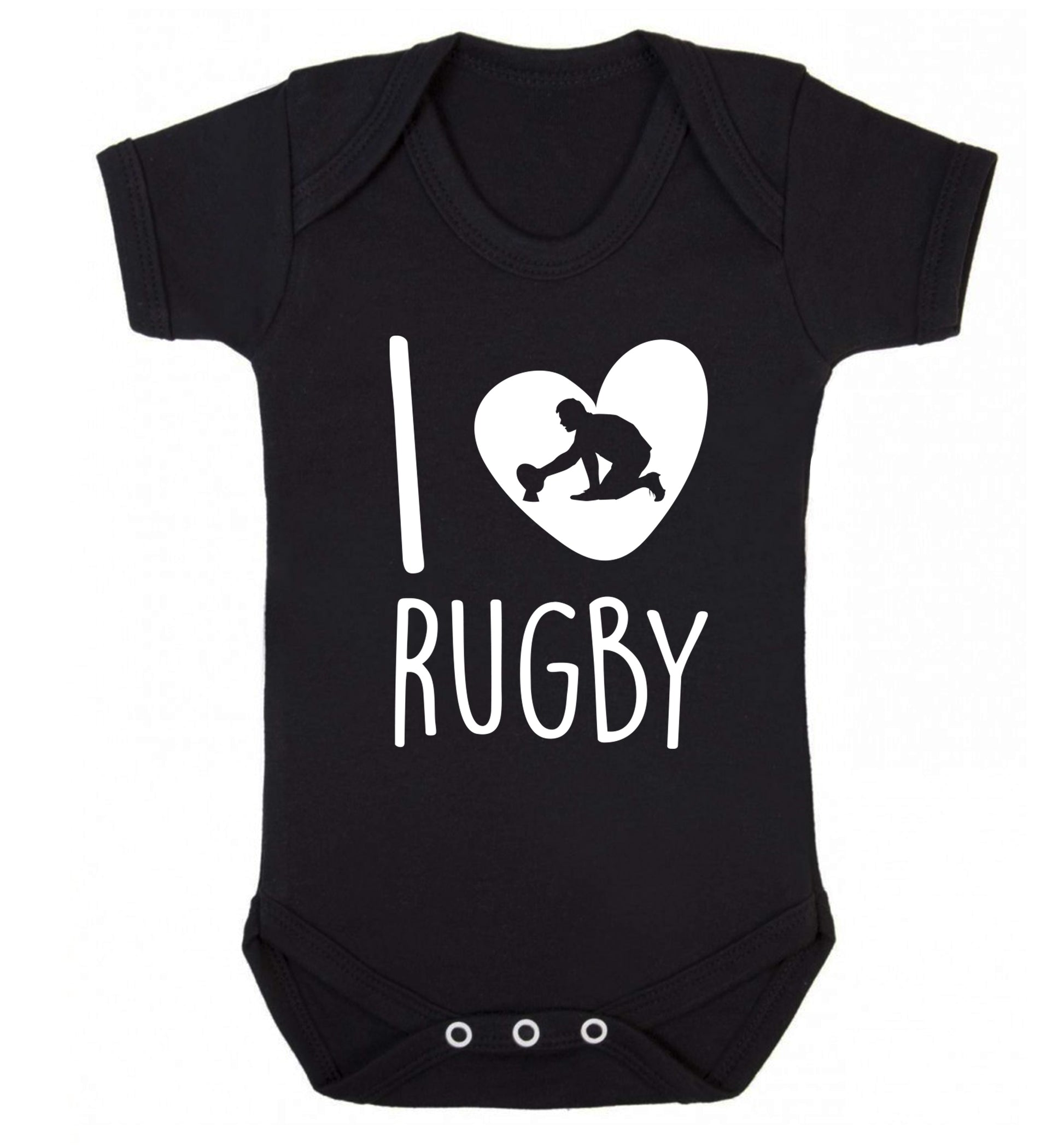 I love rugby Baby Vest black 18-24 months