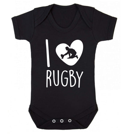 I love rugby Baby Vest black 18-24 months